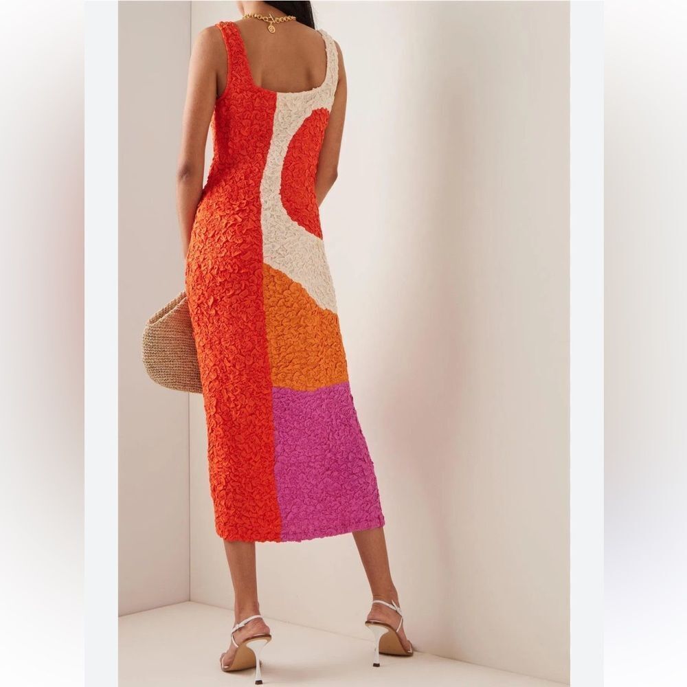 New Mara Hoffman Sloan Textured Colorblock Popcorn Midi Dress Small - Picture 5 of 15